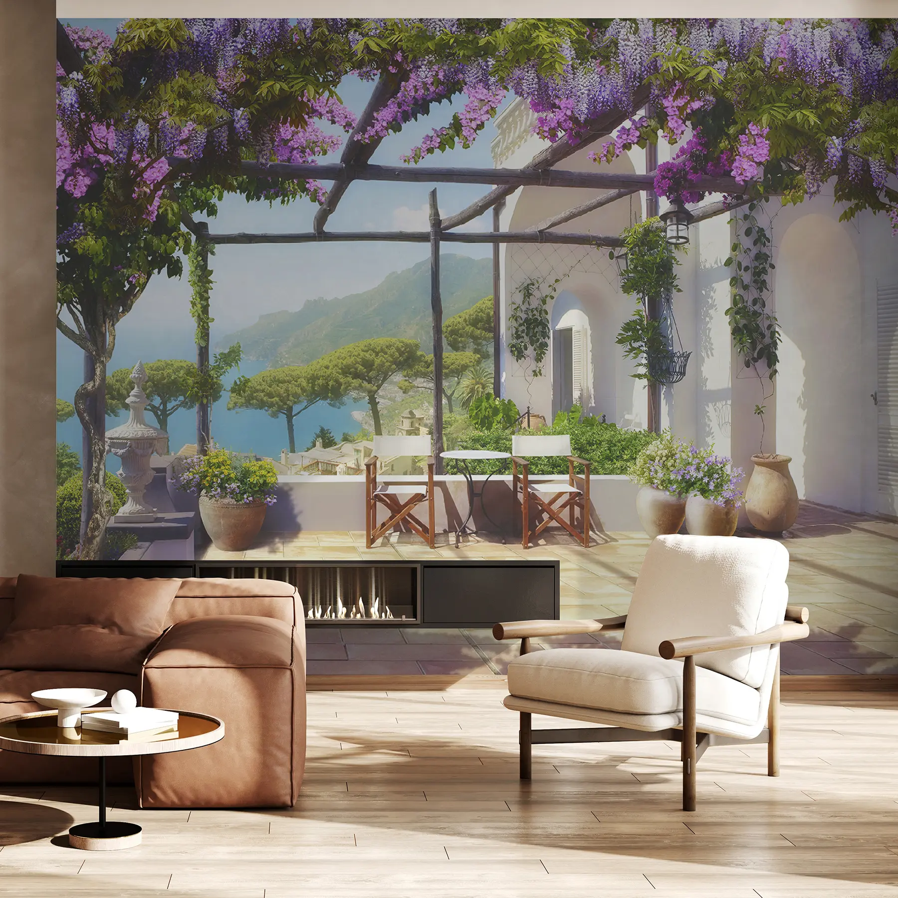 Fototapety Wisteria kvitne na verande u03904