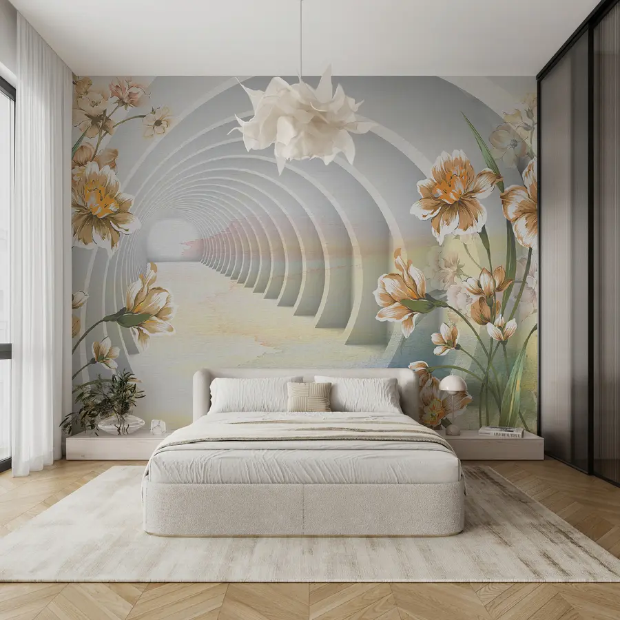 Fototapety 3D tunel a kvety u04401