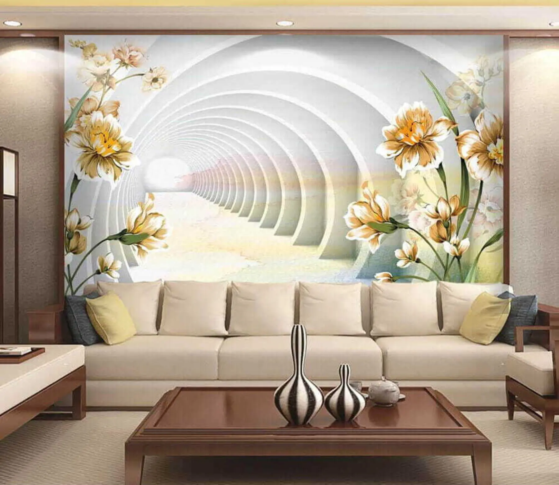 Fototapety 3D tunel a kvety u04401
