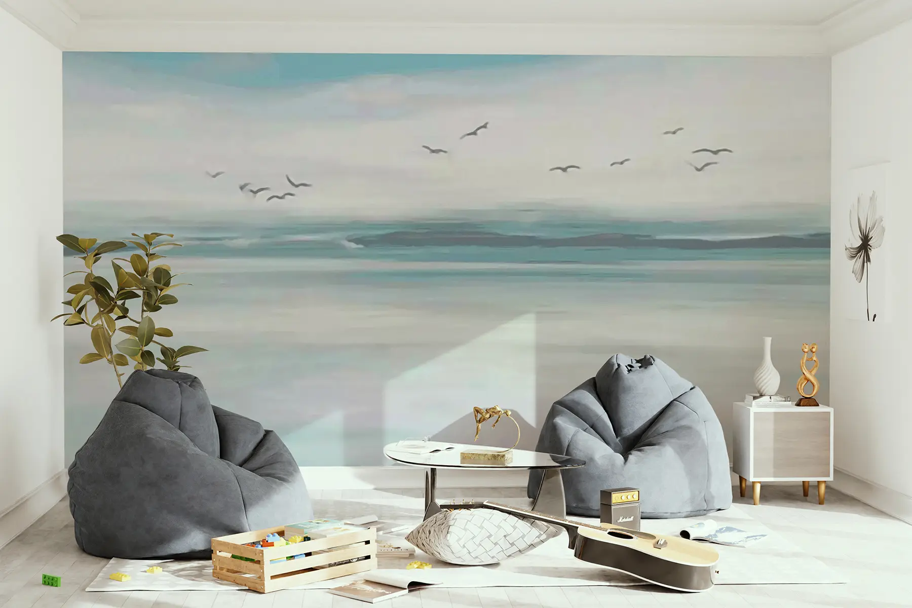 Fototapety Čajky nad morom u05695