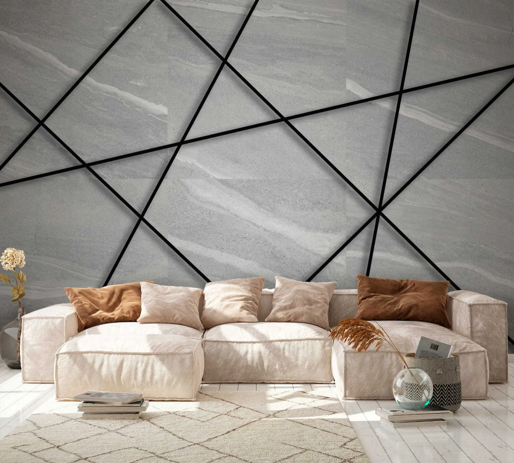 Fototapety Šedý mramor a čierne čiary u16341