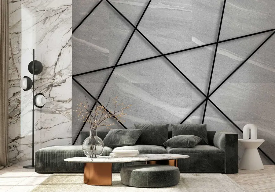 Fototapety Šedý mramor a čierne čiary u16341