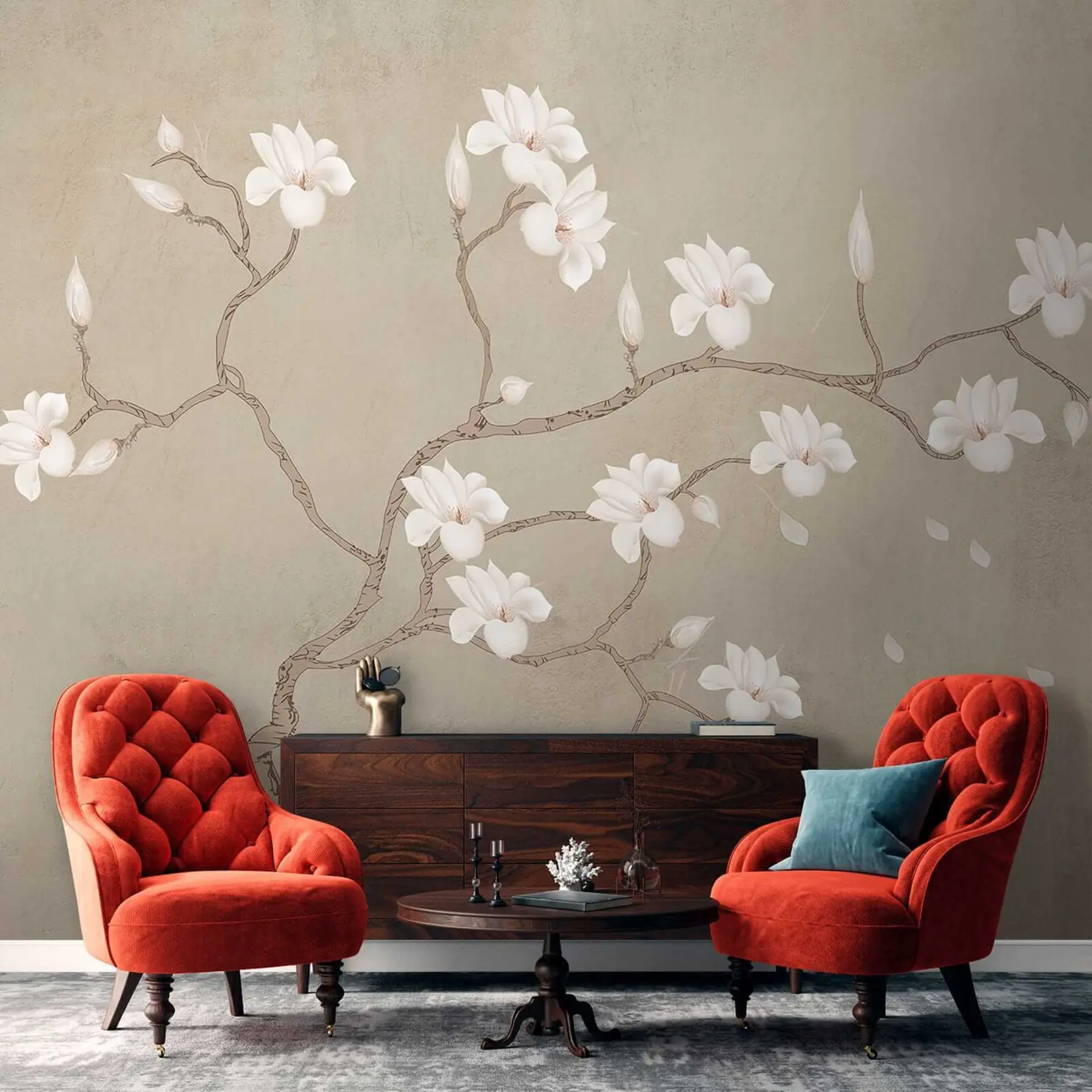 Fototapety Kvitnúci strom magnólie u17493