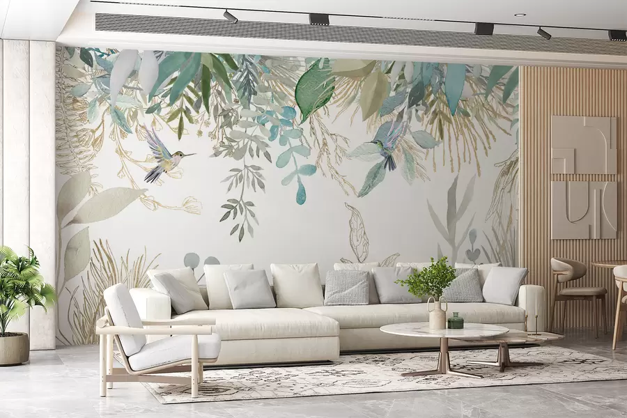 Fototapety Exotické rastliny a kolibríky u17579