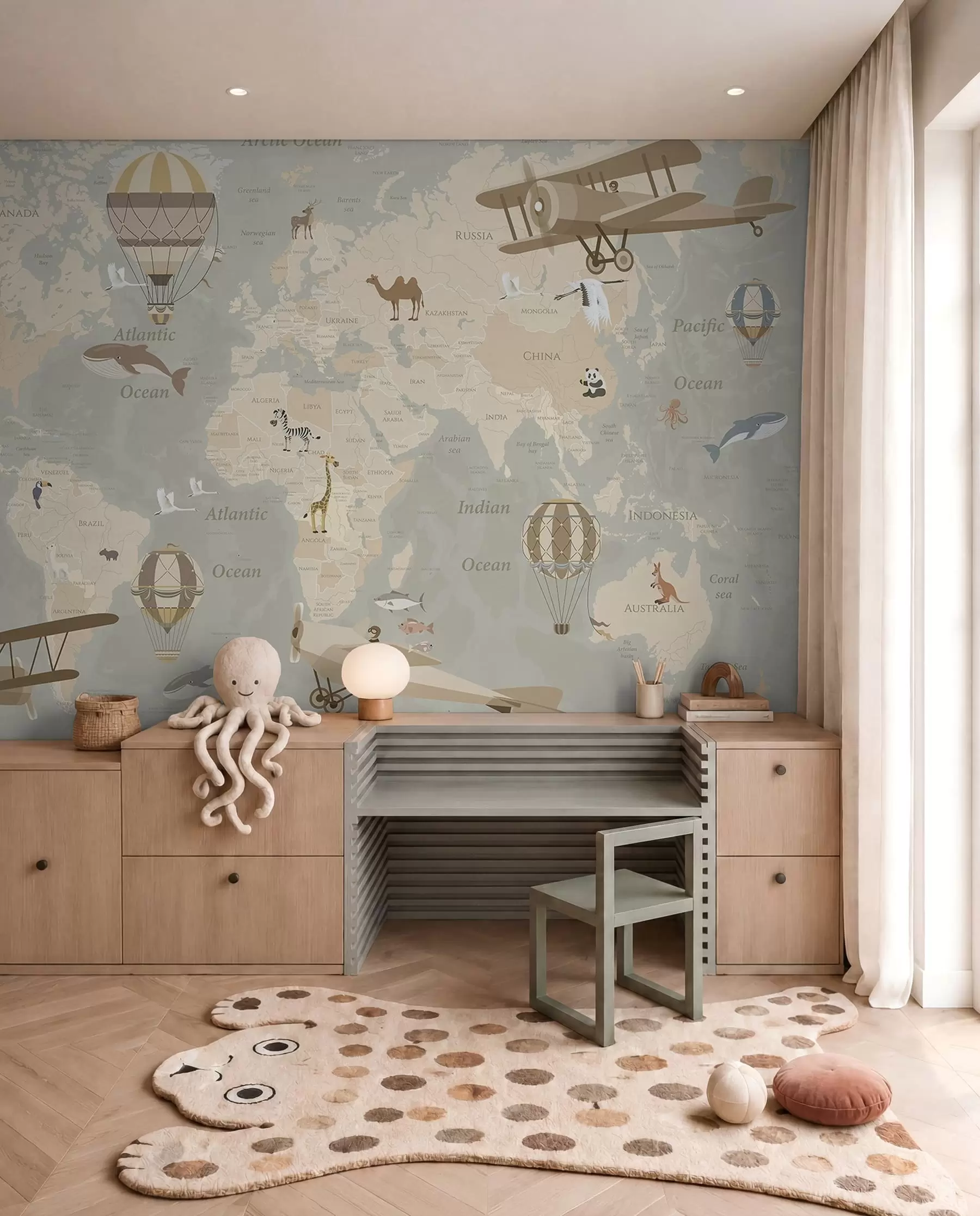 Fototapety Mapa sveta s balónmi u36066