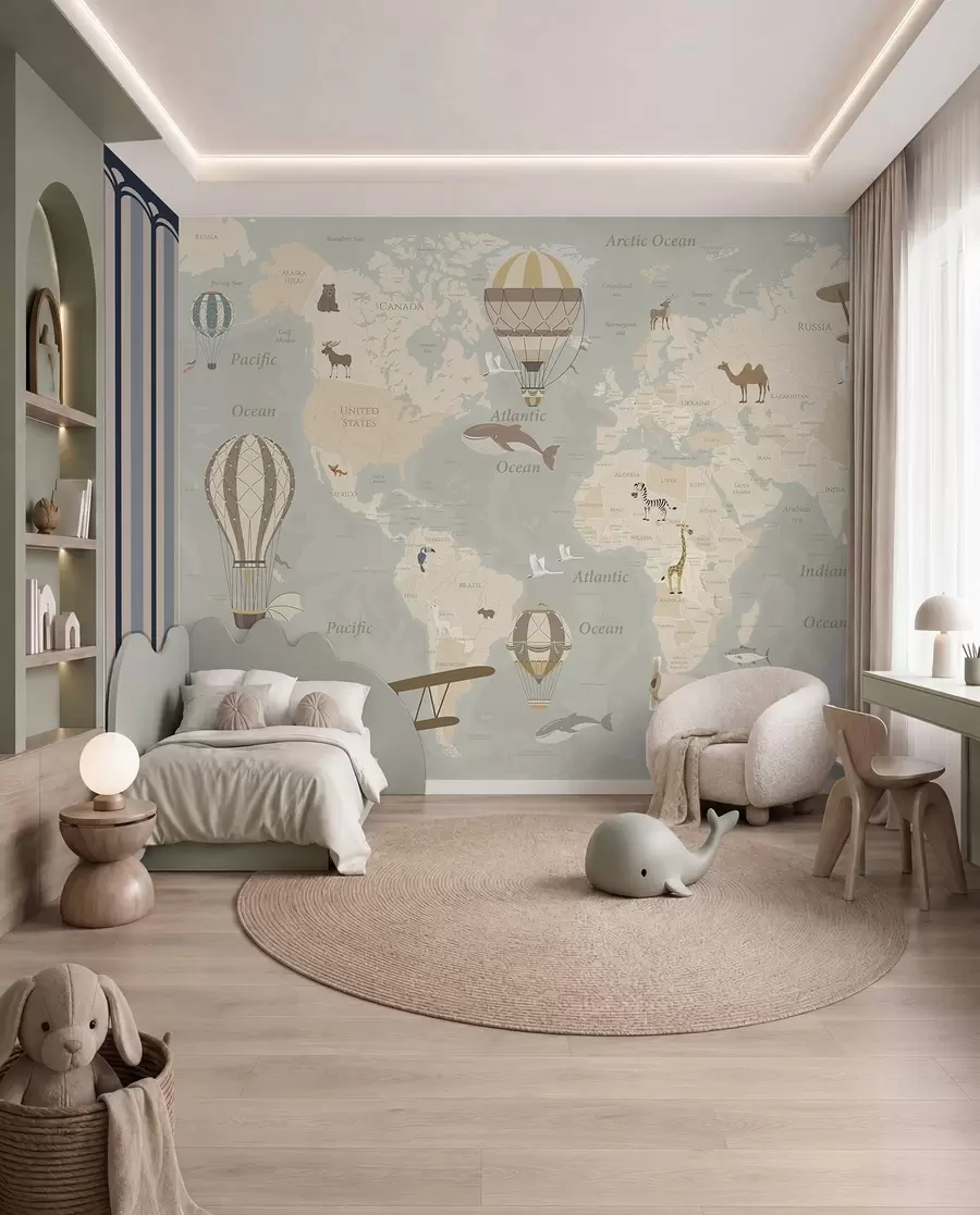Fototapety Mapa sveta s balónmi u36066
