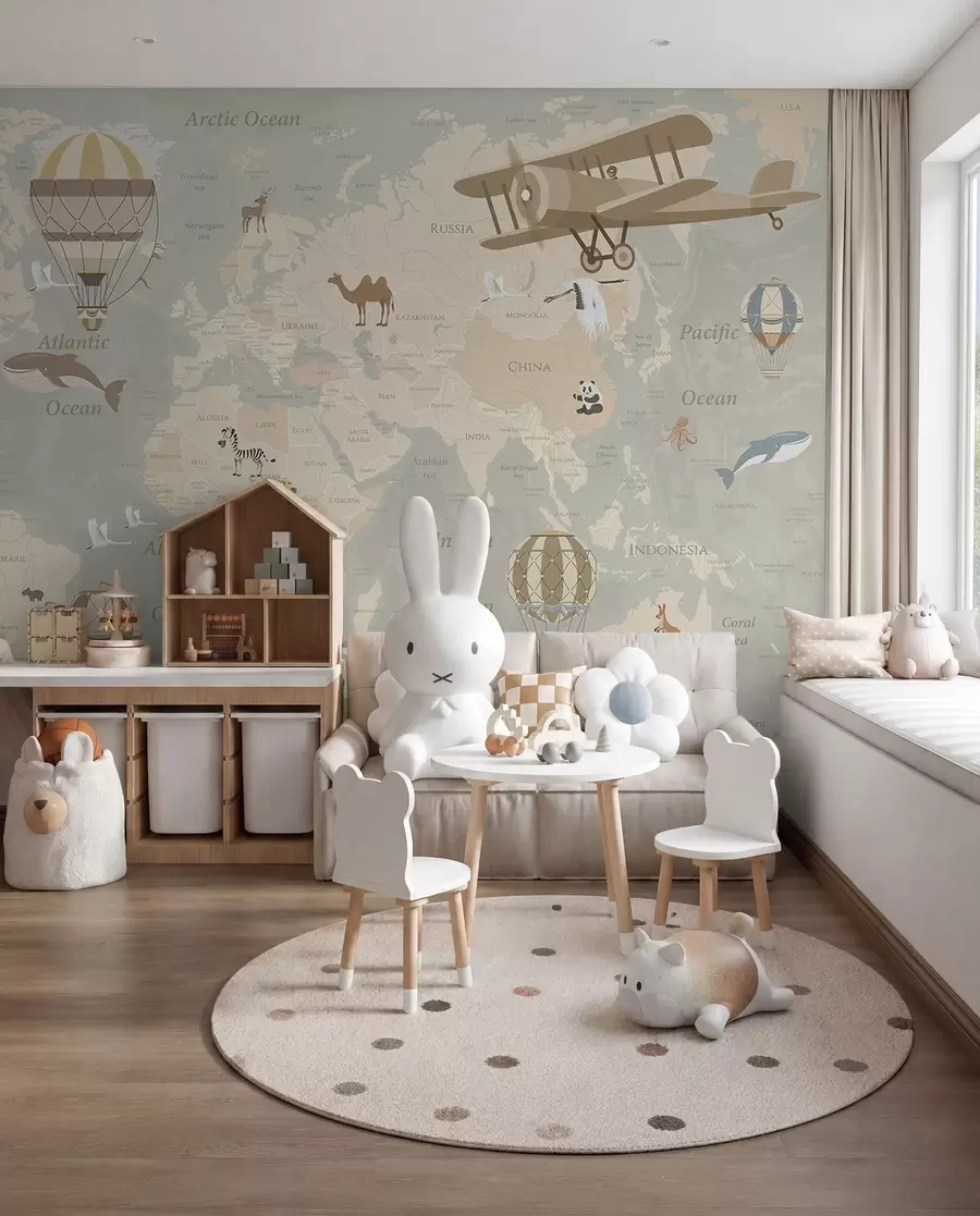 Fototapety Mapa sveta s balónmi u36066