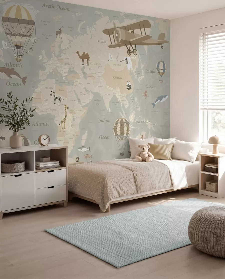 Fototapety Mapa sveta s balónmi u36066