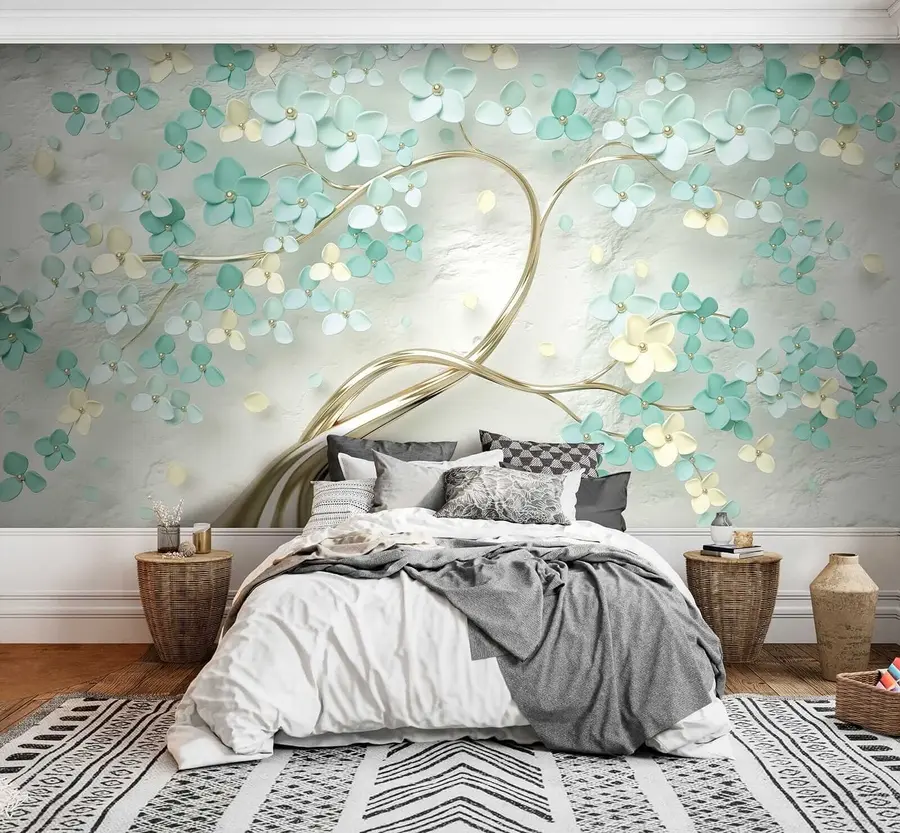 Fototapety Strom s modrými kvetmi u52550