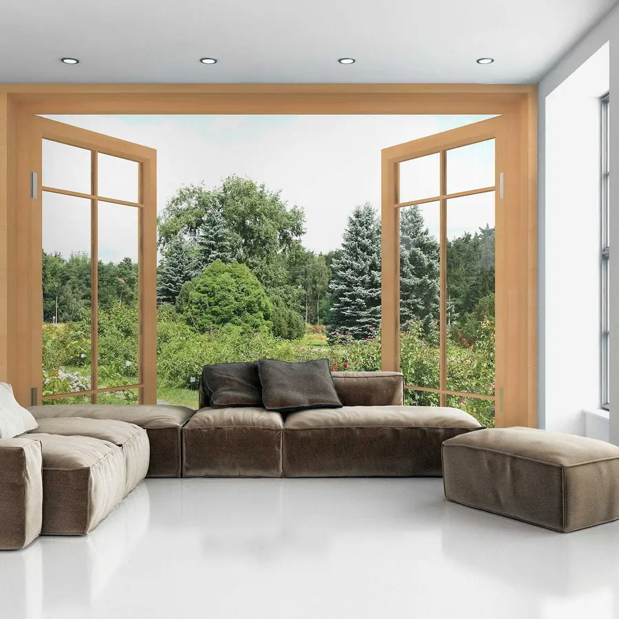 Fototapety Pohľad z okna do lesa u60673