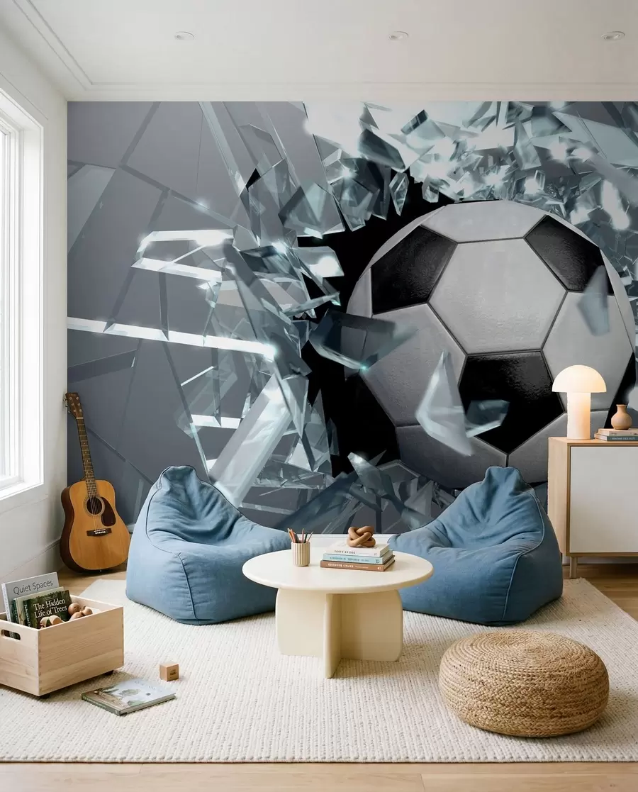 Fototapety Futbalová lopta cez sklo u64581