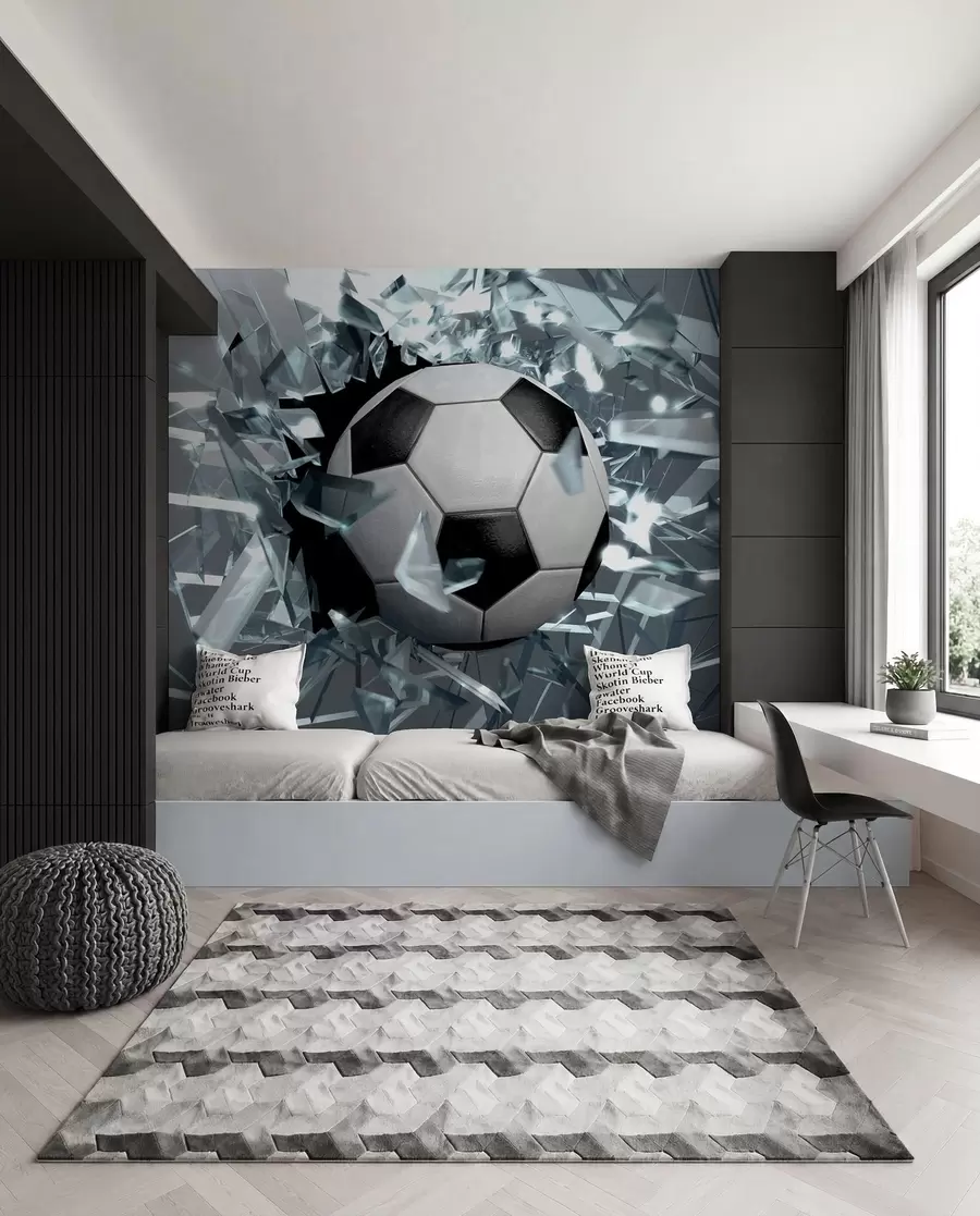 Fototapety Futbalová lopta cez sklo u64581