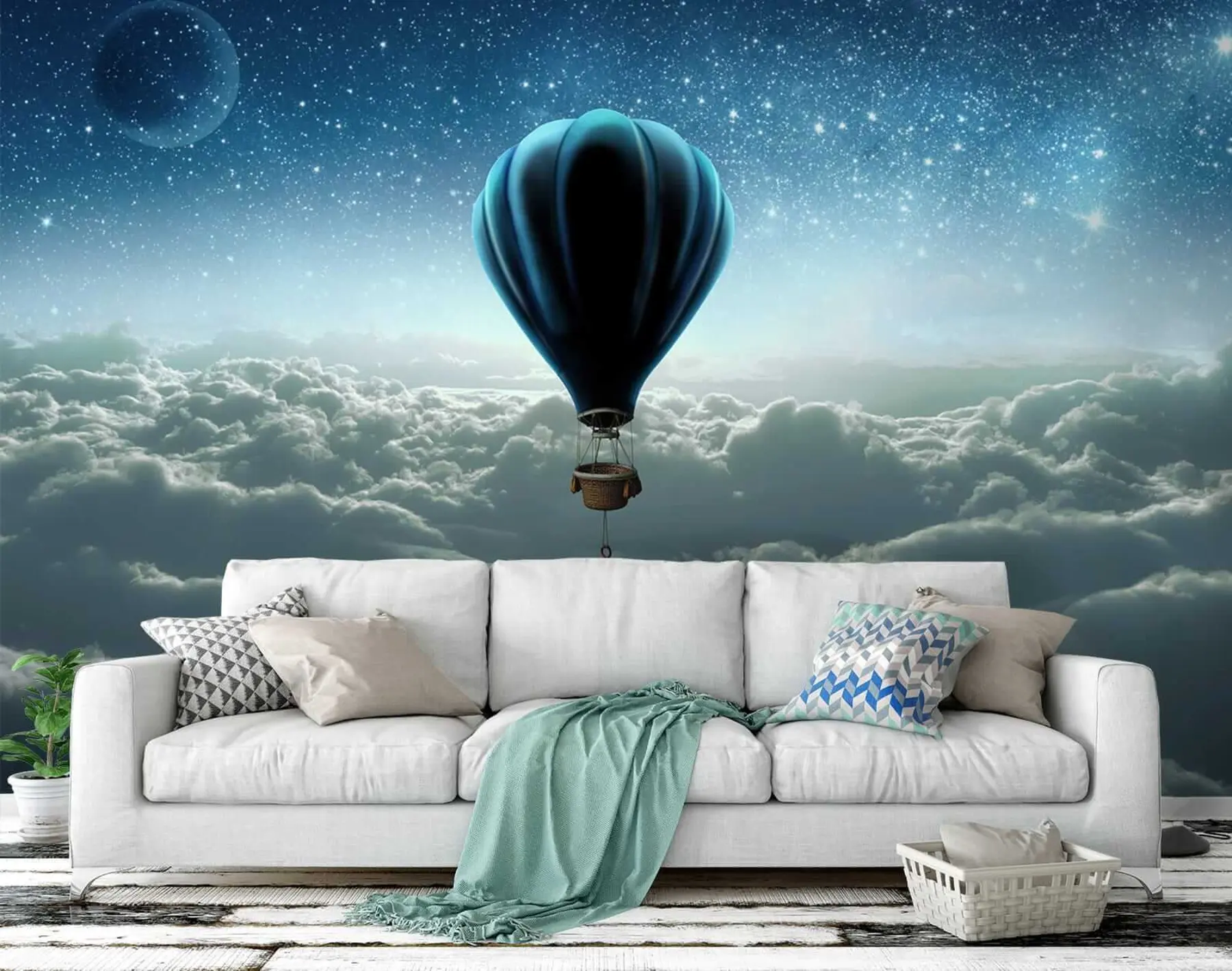 Fototapety Teplovzdušný balón na pozadí nočnej oblohy u70538