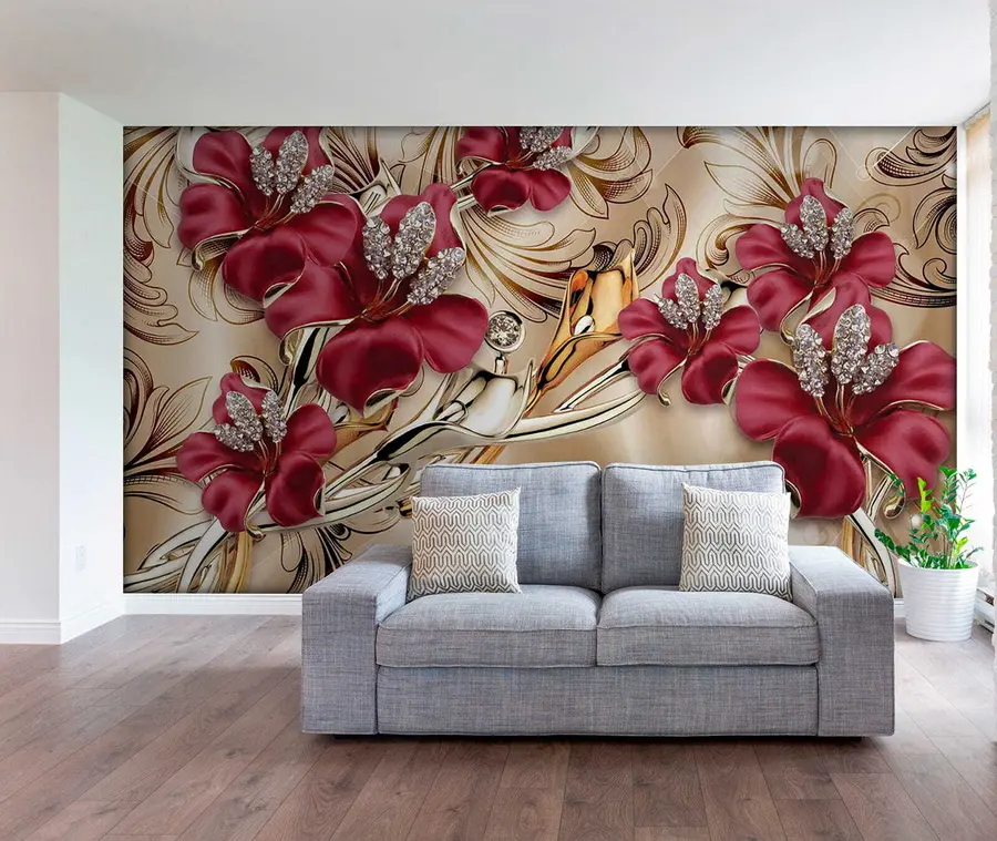 Fototapety Červené ľalie s 3D efektom u70604