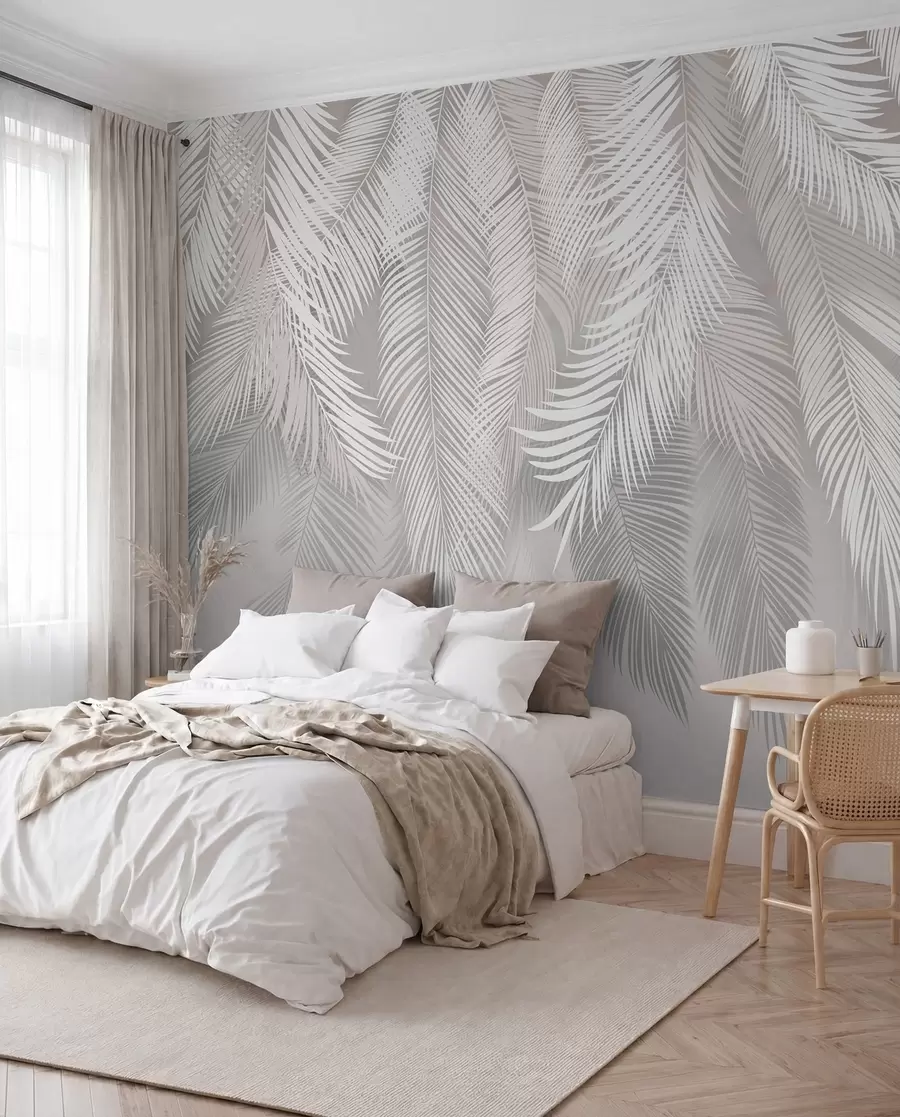 Fototapety Sivé palmové listy u48556