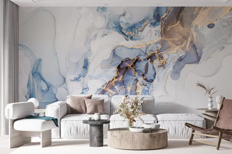 Fototapety Biely modrý mramor, tekutý u70767