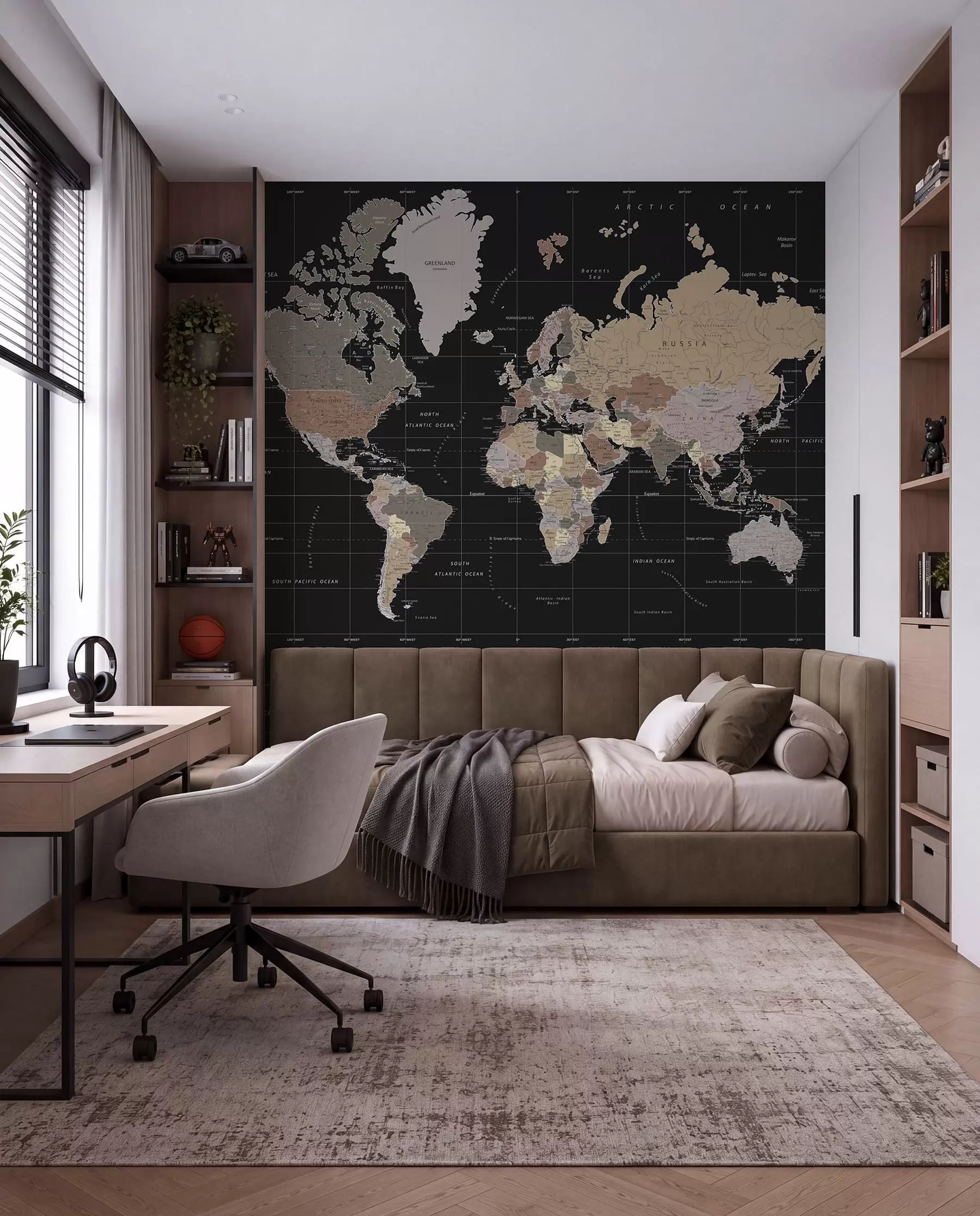 Fototapety Mapa sveta na čiernej u99477