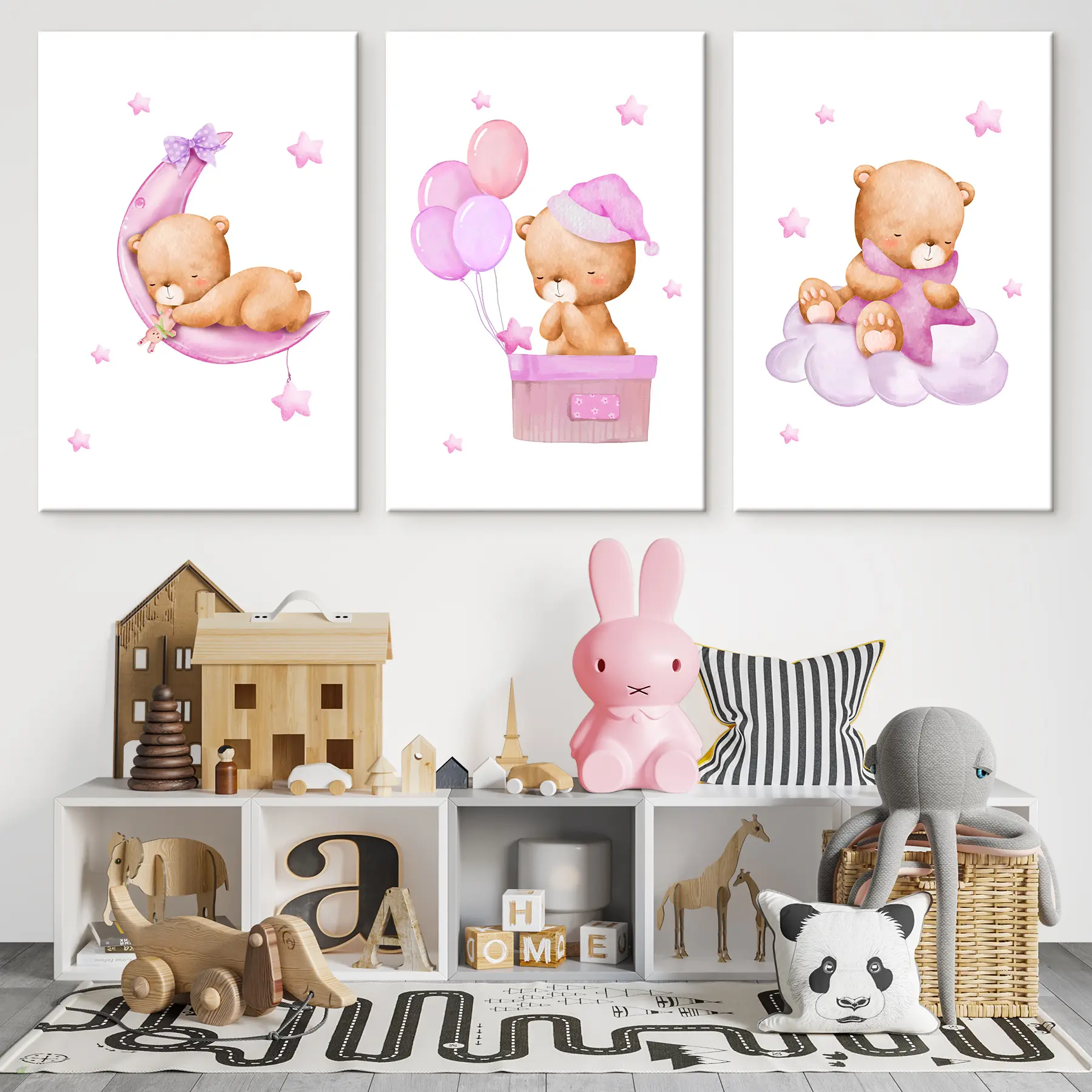 Obraz Medvedíky v zasnených pastelových scénach m00296v2