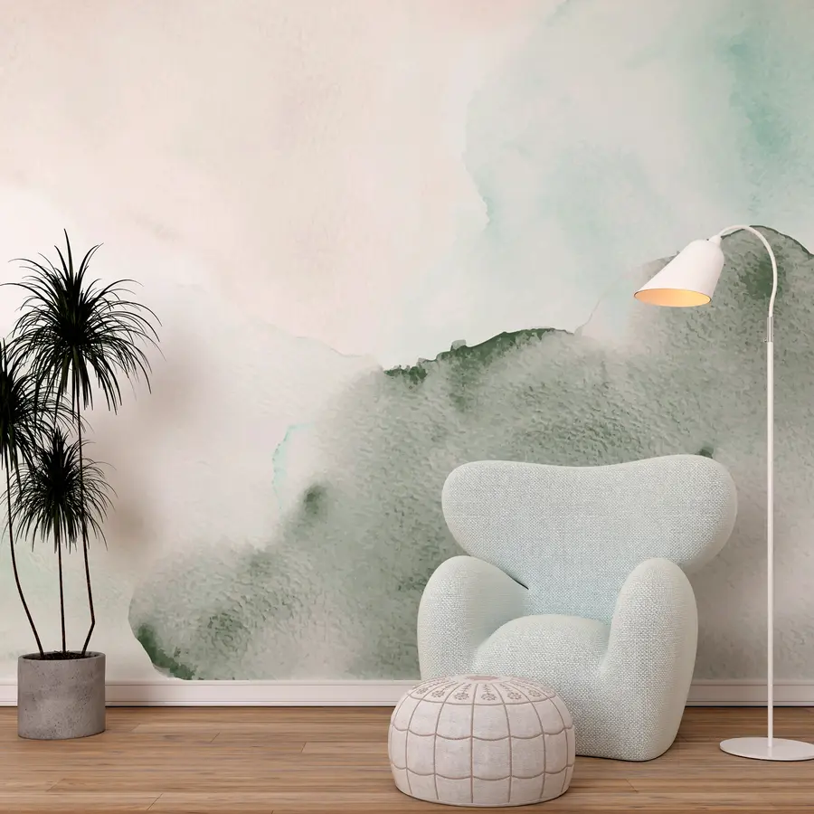 Fototapety Trendy akvarelové škvrny dekor minimalizmus zelená w00376