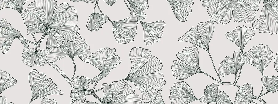Fototapety Lily ginkgo šedé pozadie w00328v2
