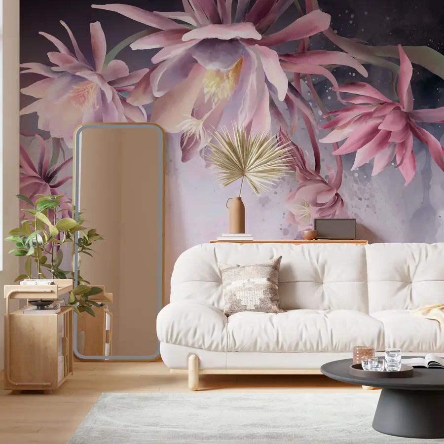 Fototapety Veľké kvety lekna na abstraktnom akvarelovom pozadí w00387