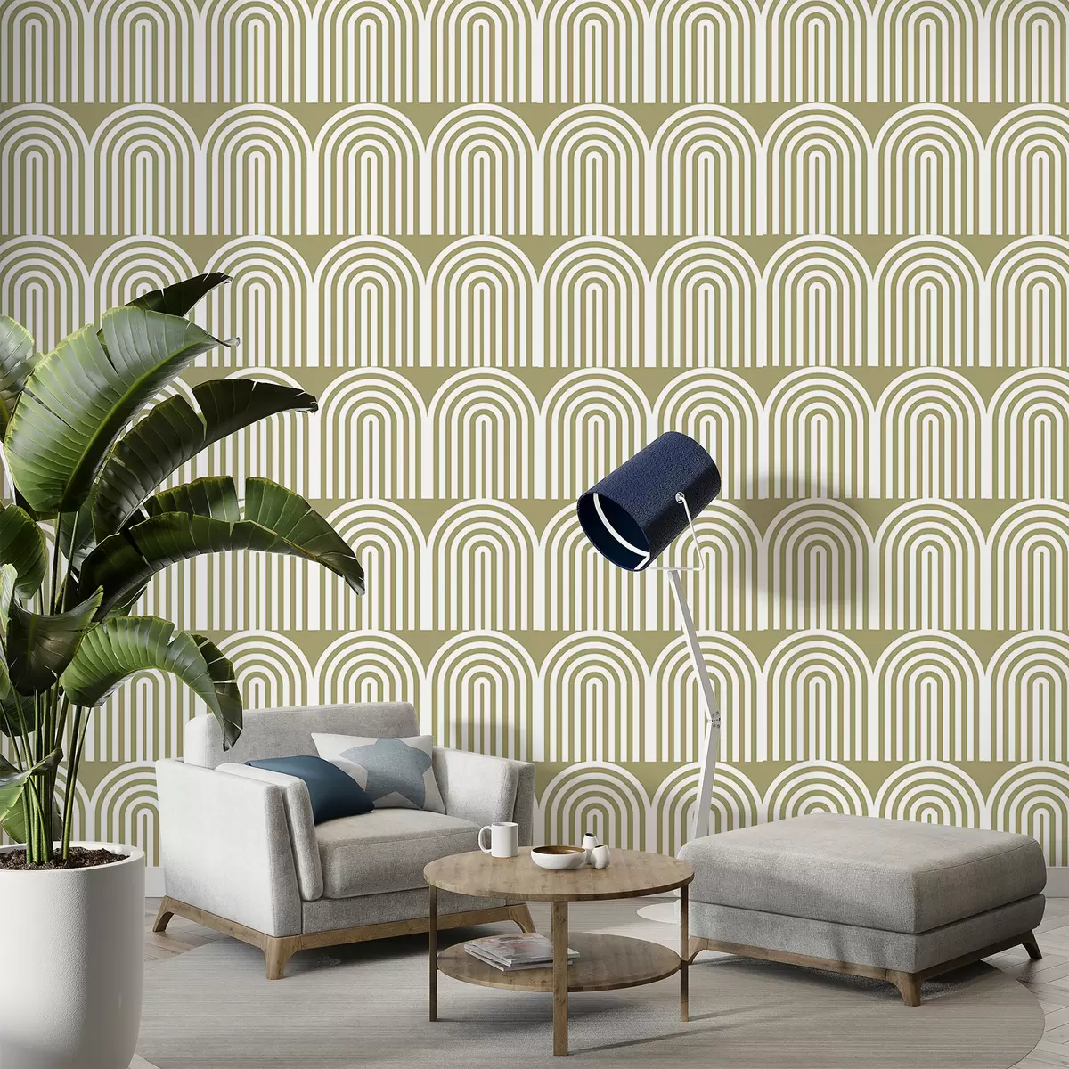 Fototapety Biele oválne čiary na svetlozelenom pozadí w00484v2