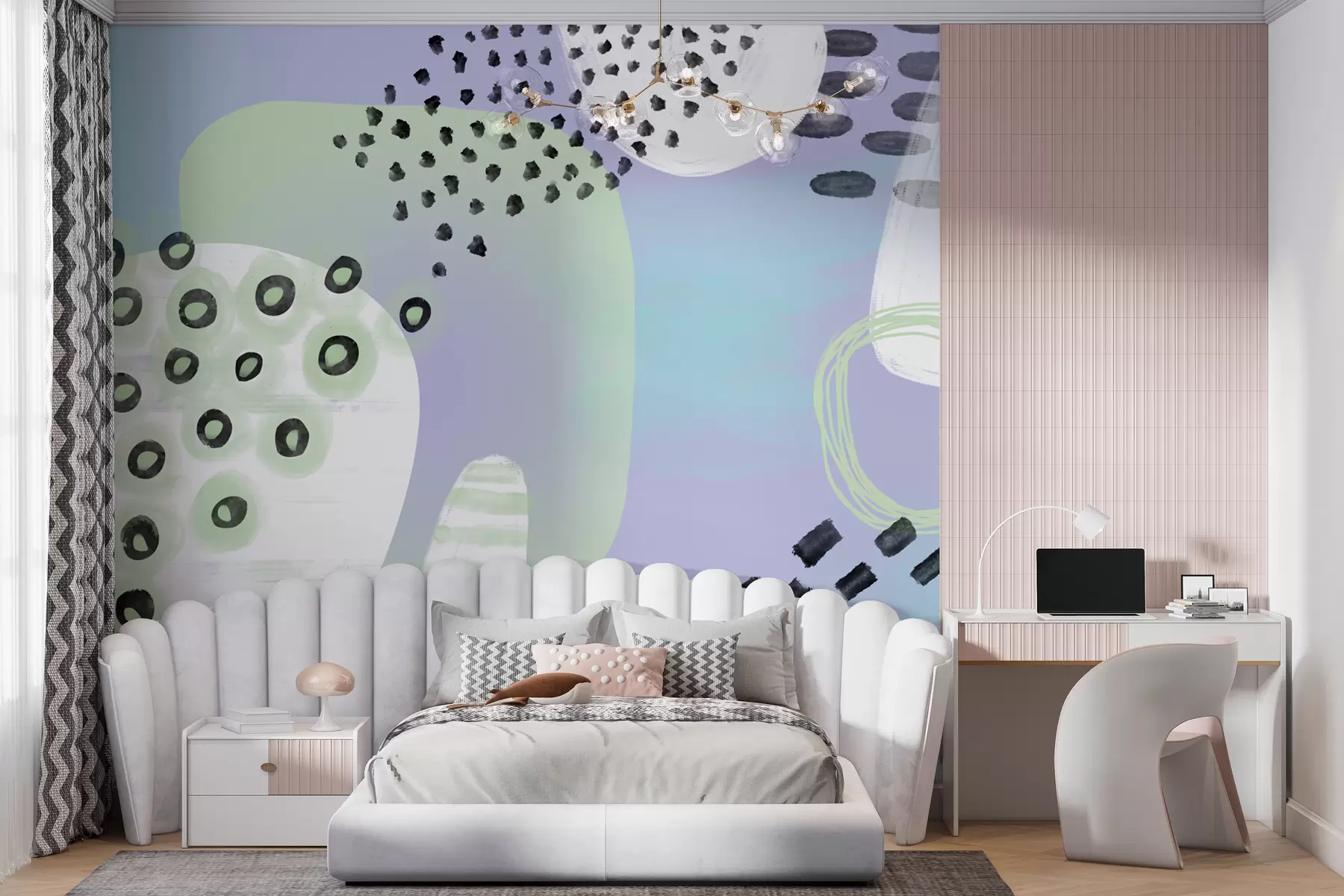 Fototapety Abstraktné geometrické tvary a vzory v pastelových farbách, kruhy, bodky a čiary w00541