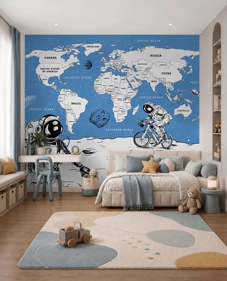 Fototapety Mapa sveta krajín vo vesmírnom štýle w00473v1