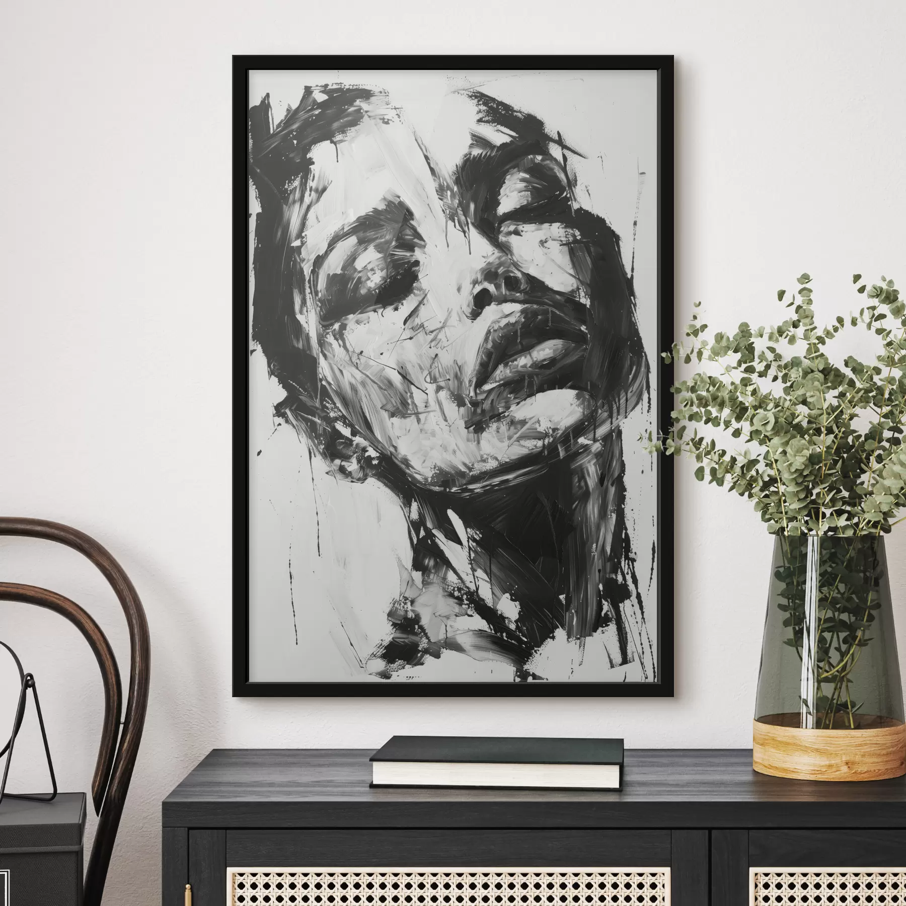 Fototapety Portrét ženy s čiernymi ťahmi štetca f38641