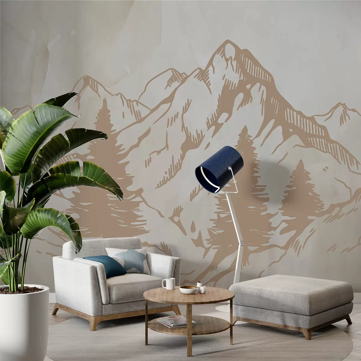 Fototapety Hory na starom papierovom pozadí w00665