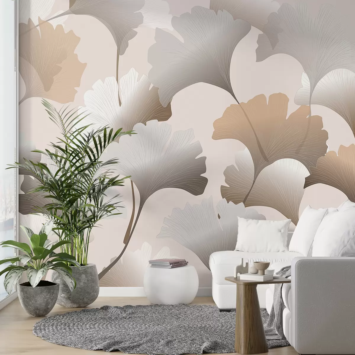 Fototapety Sivé a hnedé listy kongo w00877v2