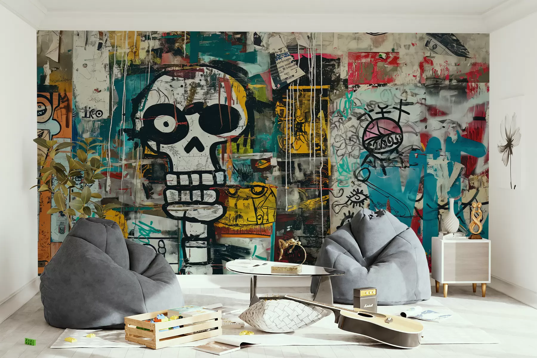 Fototapety Farebné graffiti v štýle Basquiat w01187
