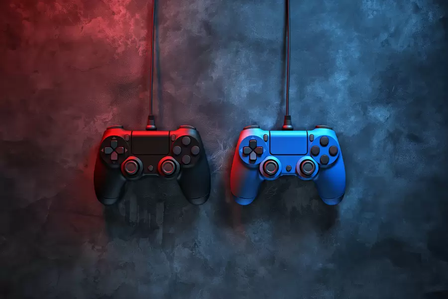 Fototapety čierno-modrý DualShock na tmavom pozadí w01189