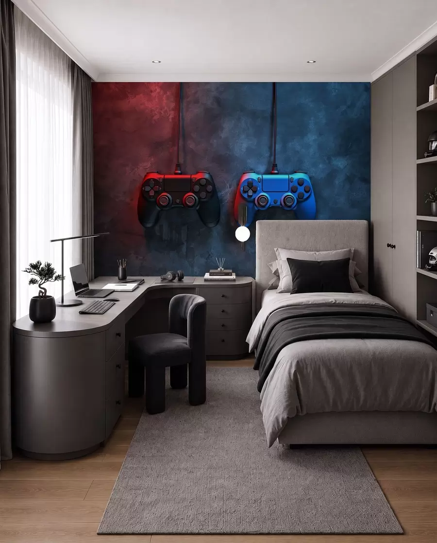 Fototapety čierno-modrý DualShock na tmavom pozadí w01189