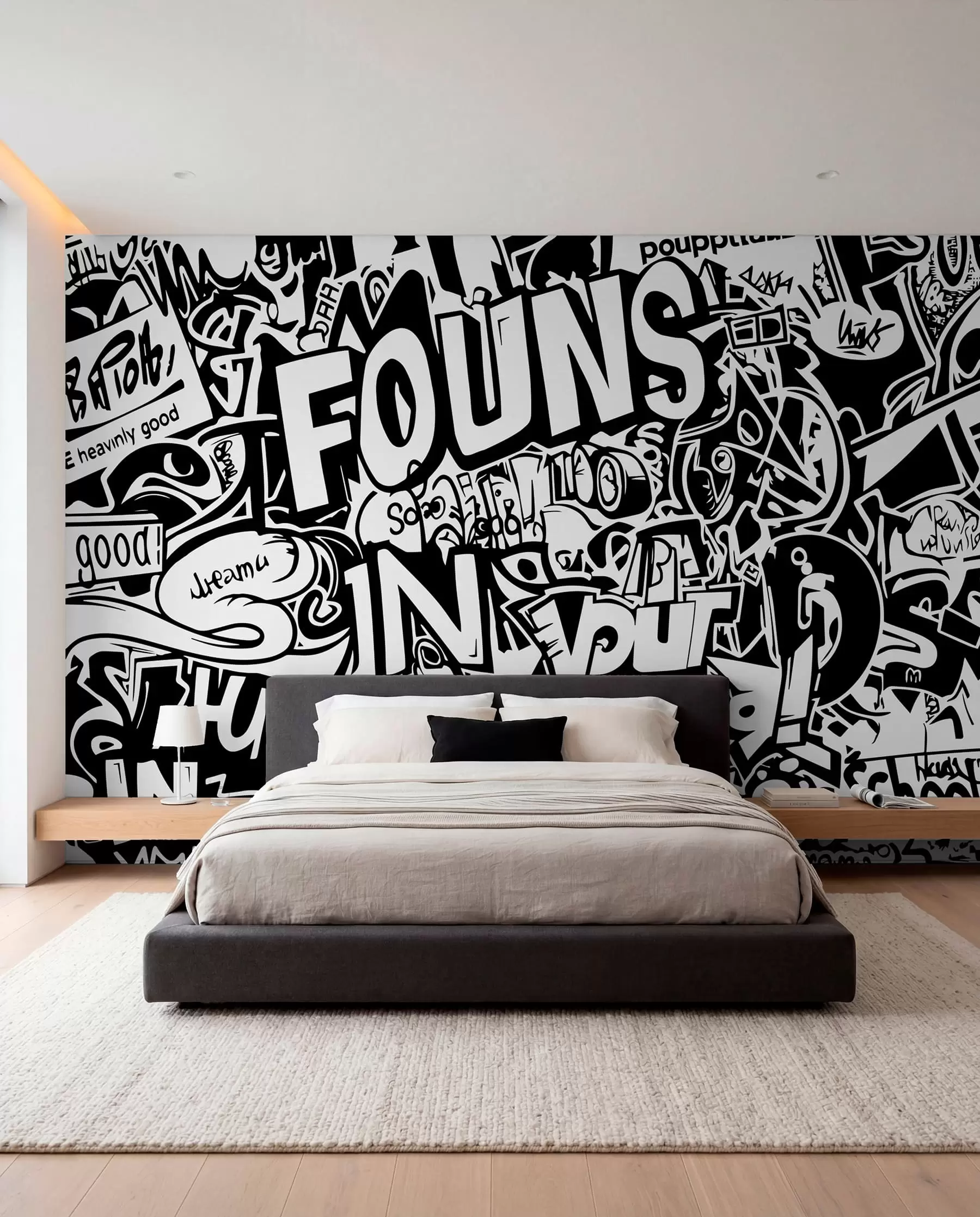 Fototapety Čiernobiele graffiti w01190