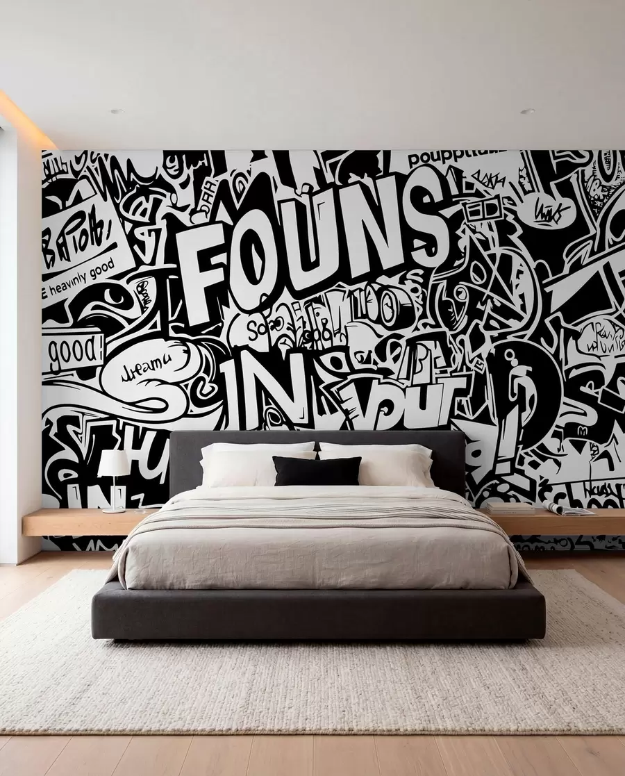 Fototapety Čiernobiele graffiti w01190