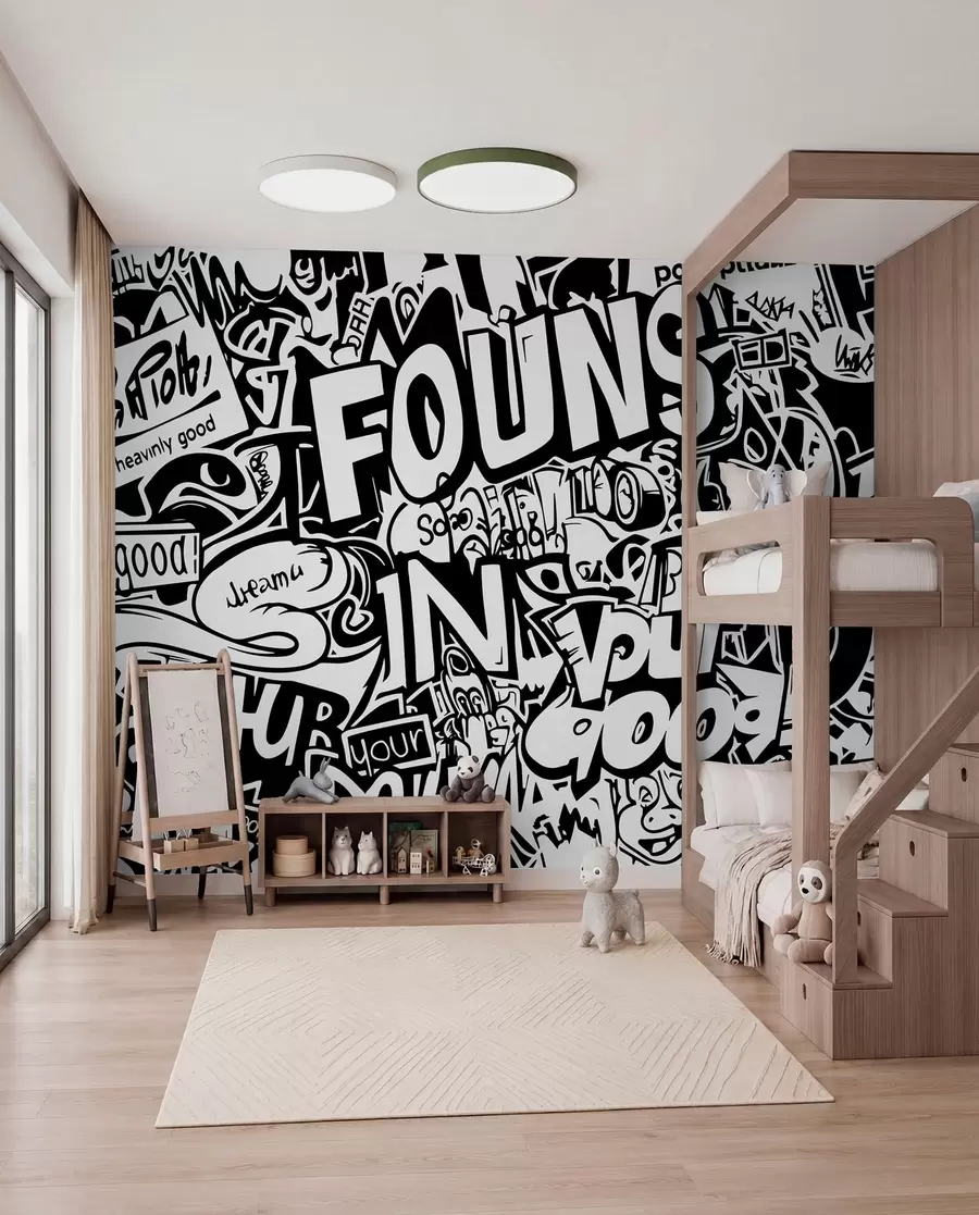 Fototapety Čiernobiele graffiti w01190
