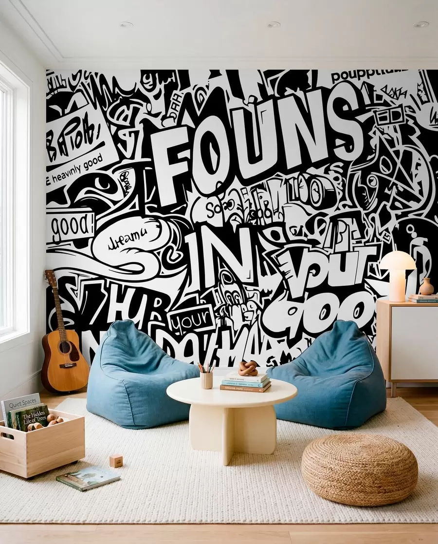 Fototapety Čiernobiele graffiti w01190