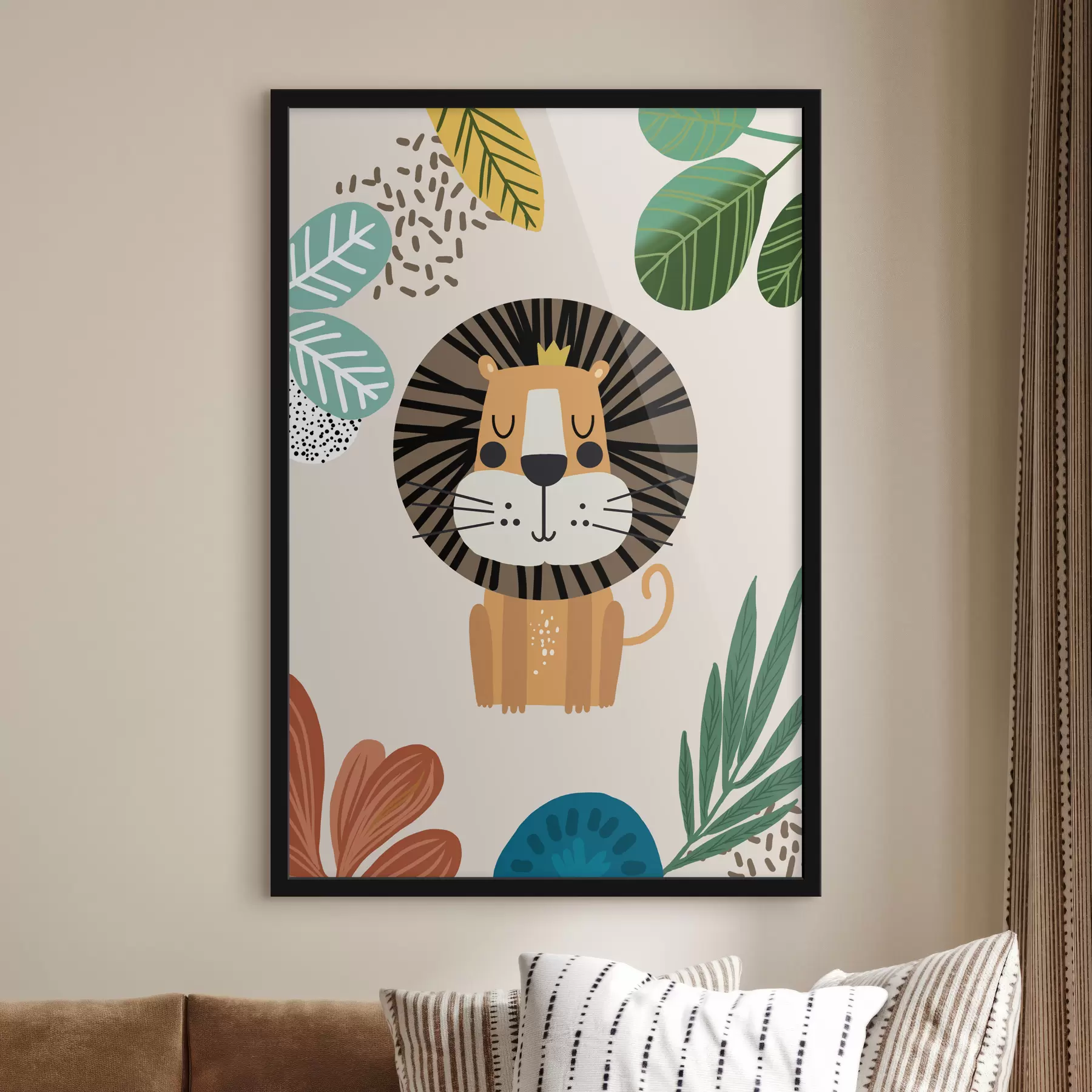 Fototapety Lev v džungli v štýle safari, boho f39095