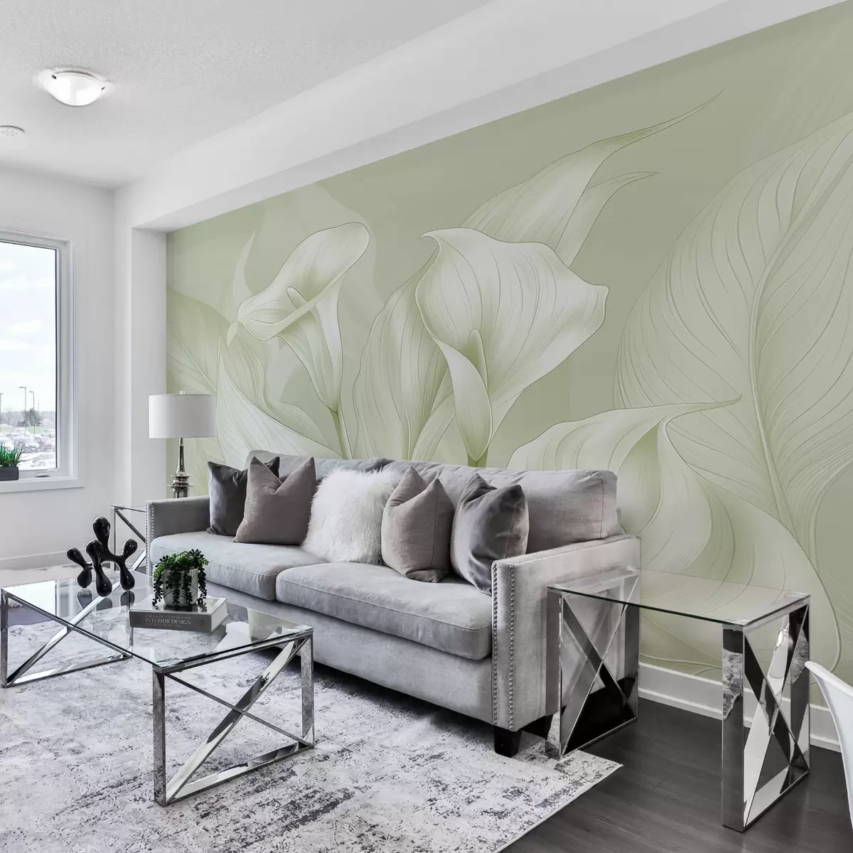 Fototapety jemné kvety v zelenej farbe w01195v3