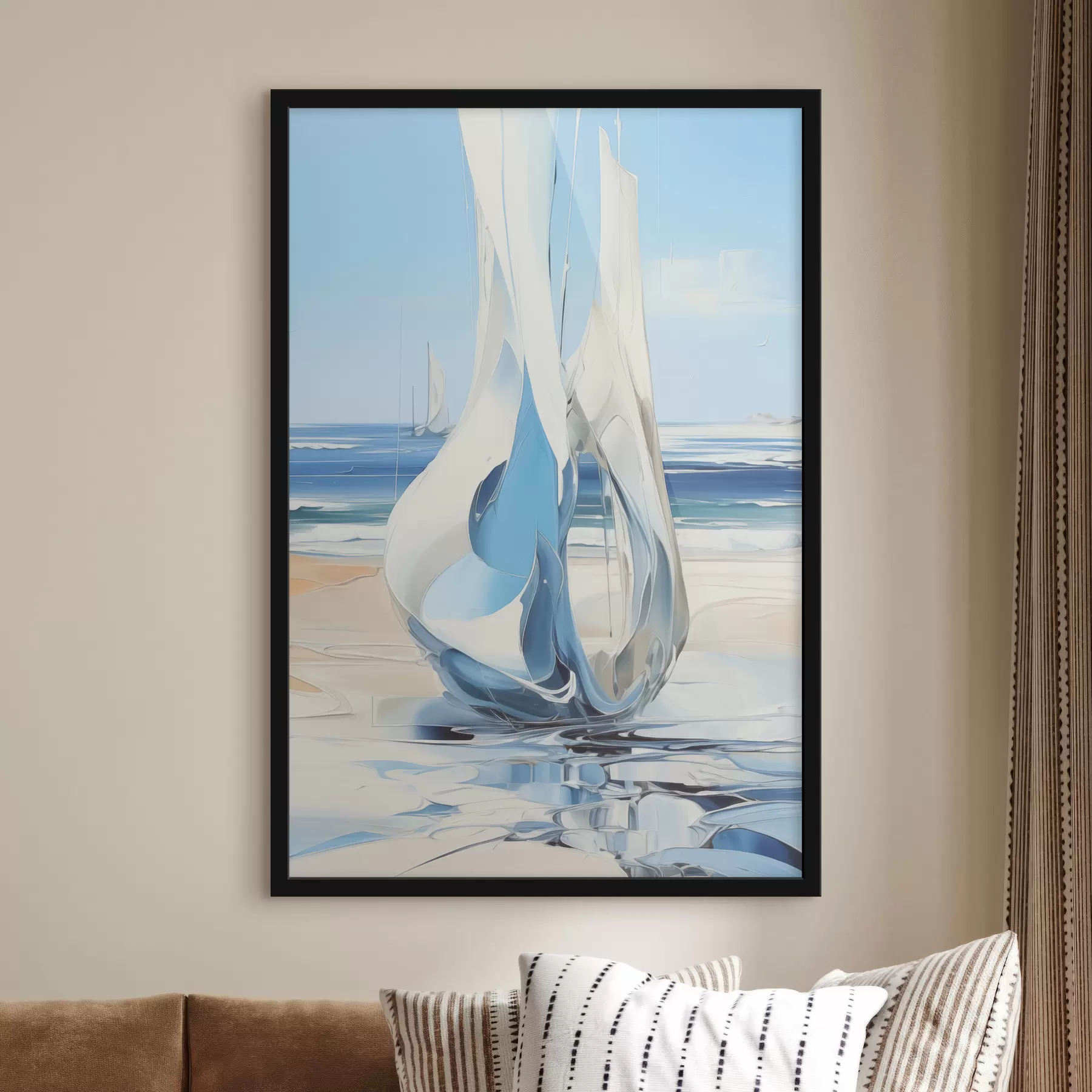 Fototapety Abstraktná tekutá postava na brehu pri mori olejomaľba f39192