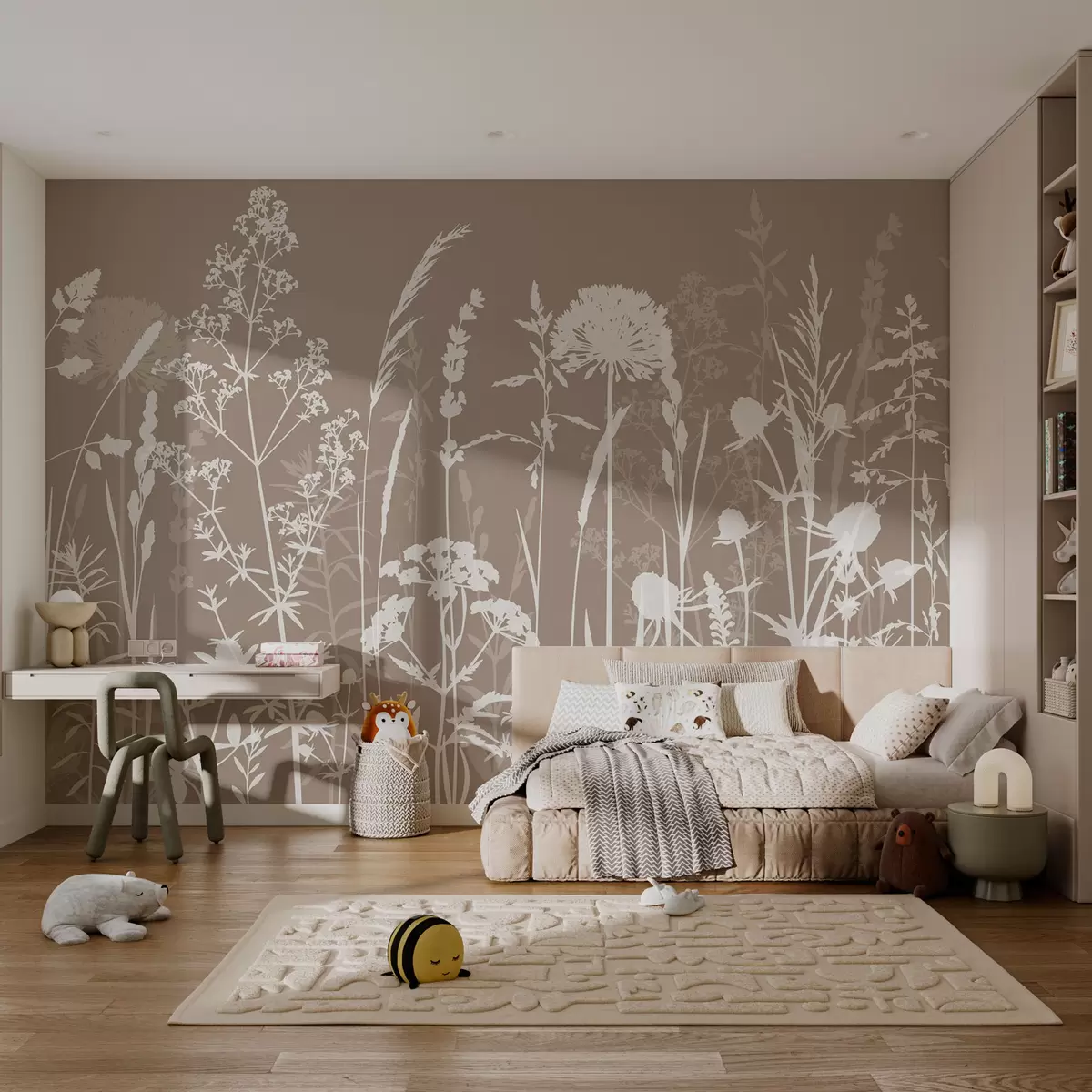 Fototapety Siluety kvetov na taupe w01270v3