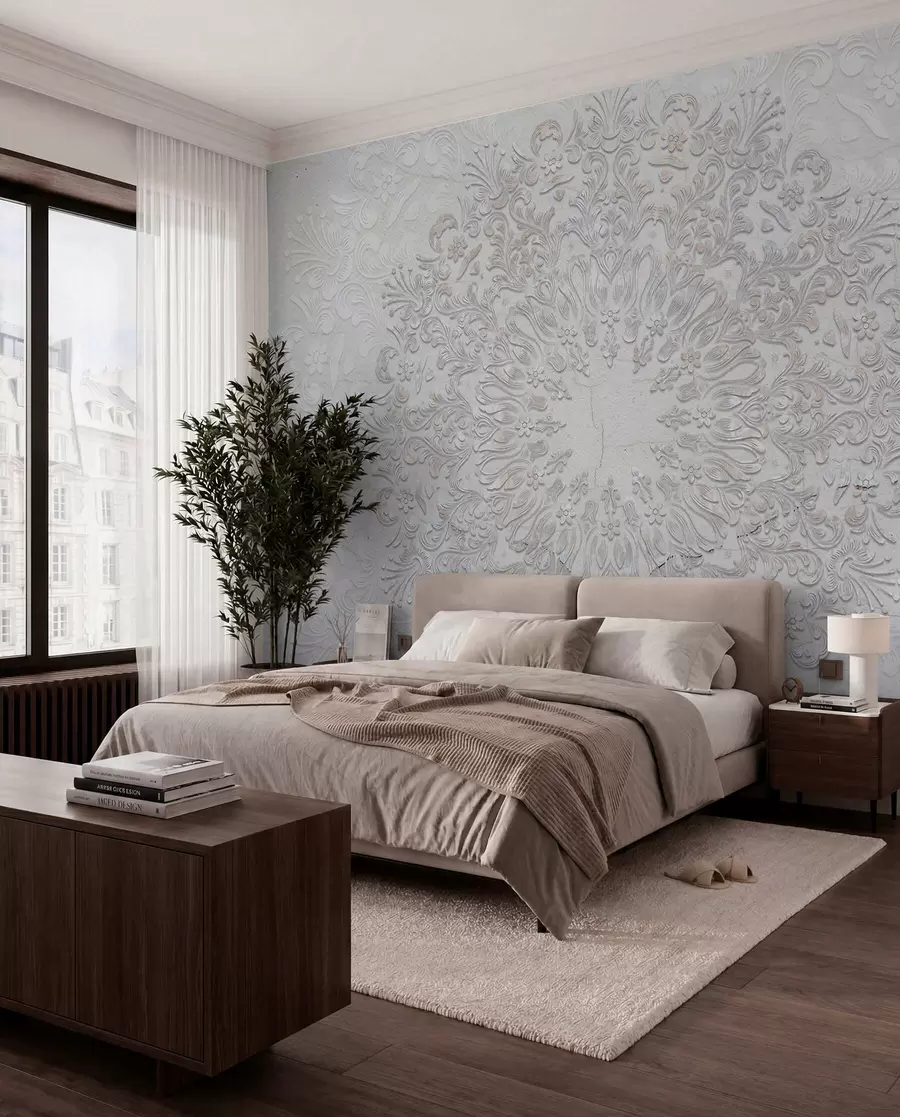 Fototapety Vysoko detailná potlač mandaly vytvárajúca krásny a jemný čipkový dizajn w01249