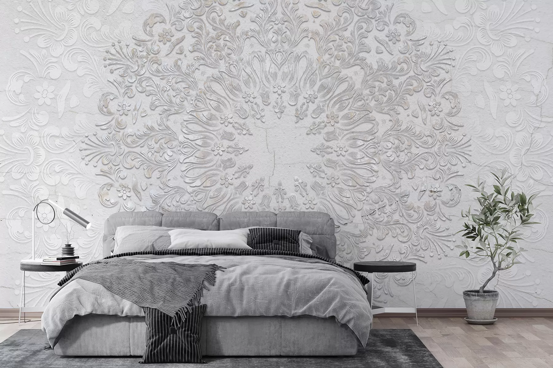 Fototapety Vysoko detailná potlač mandaly vytvárajúca krásny a jemný čipkový dizajn w01249