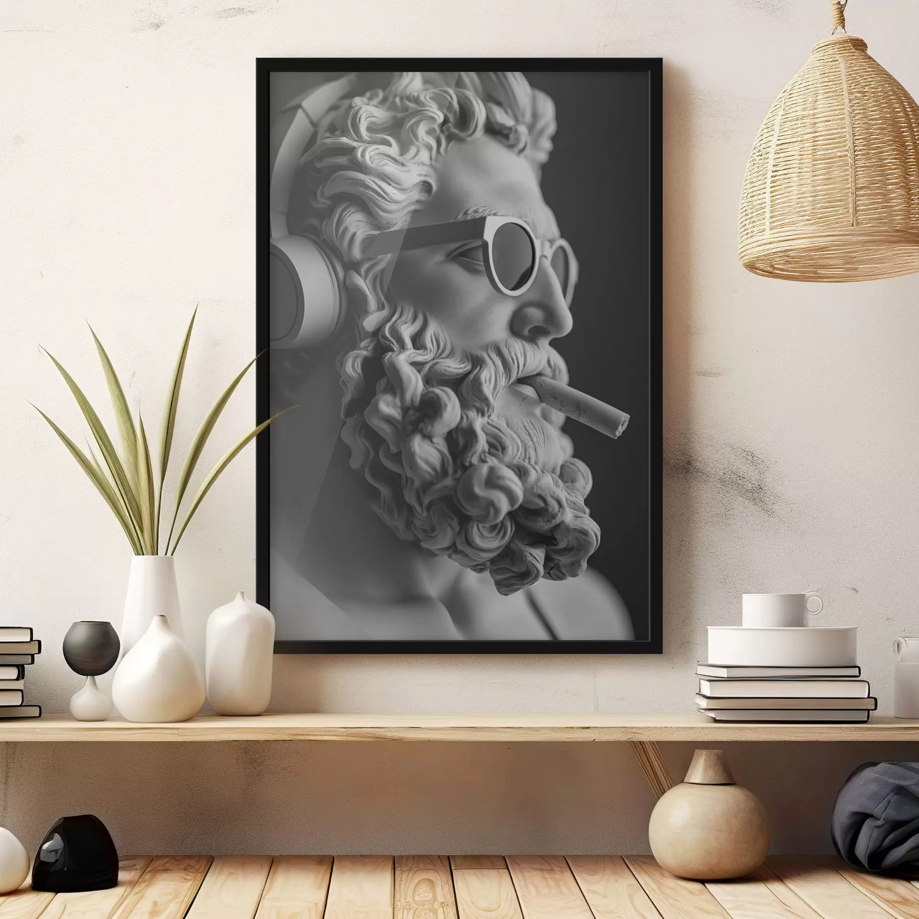 Obraz čiernobiela starogrécka socha Dia v modernom štýle f26122