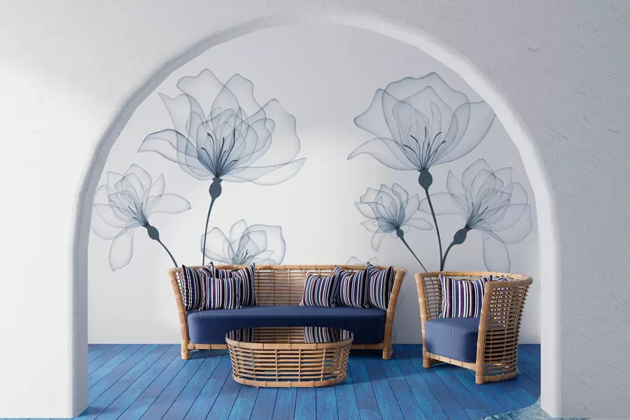 Fototapety Jemné modré akvarelové kvety w00744v1