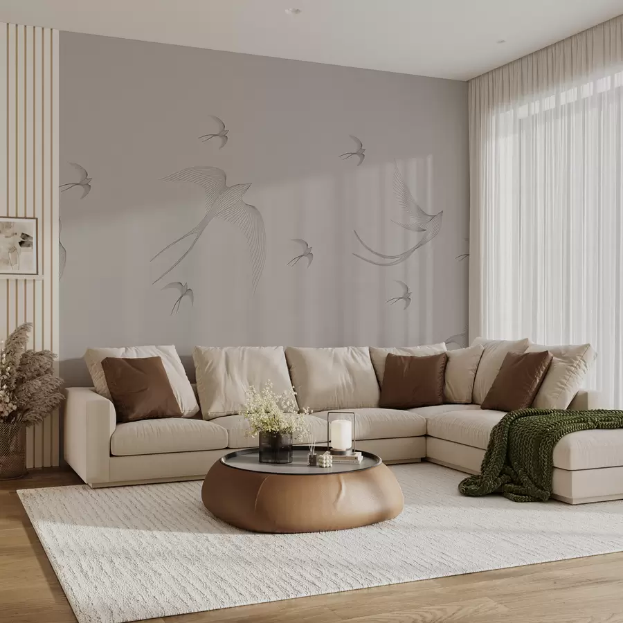 Fototapety Lineárne lastovičky na šedo-ružovom pozadí w01264v2