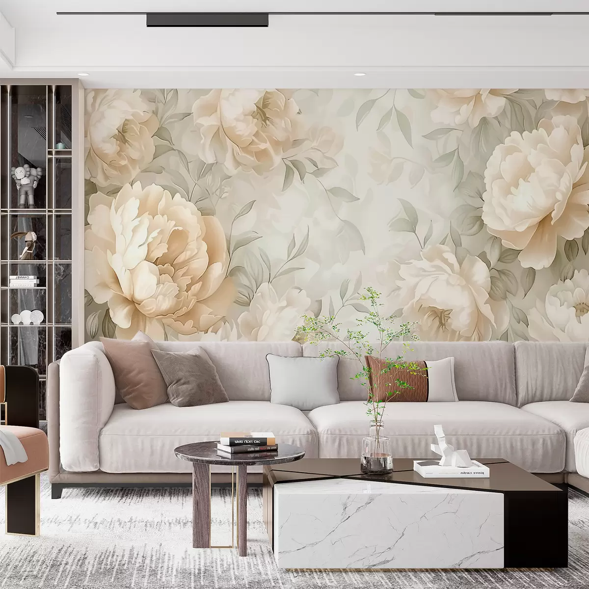 Fototapety Pivonky v bledých a jemných farbách w07892