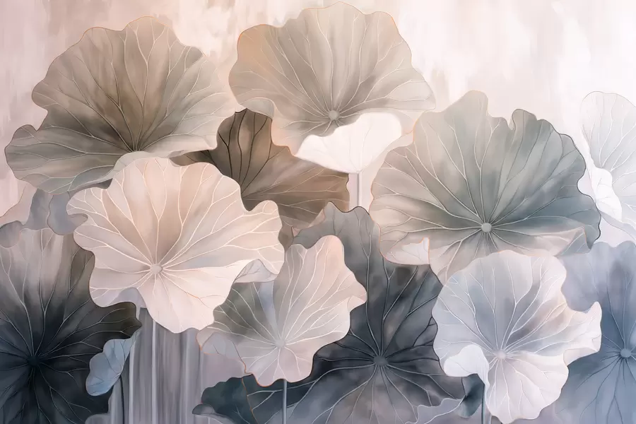 Fototapety Veľké lotosové listy sú maľované vodovými farbami w07938