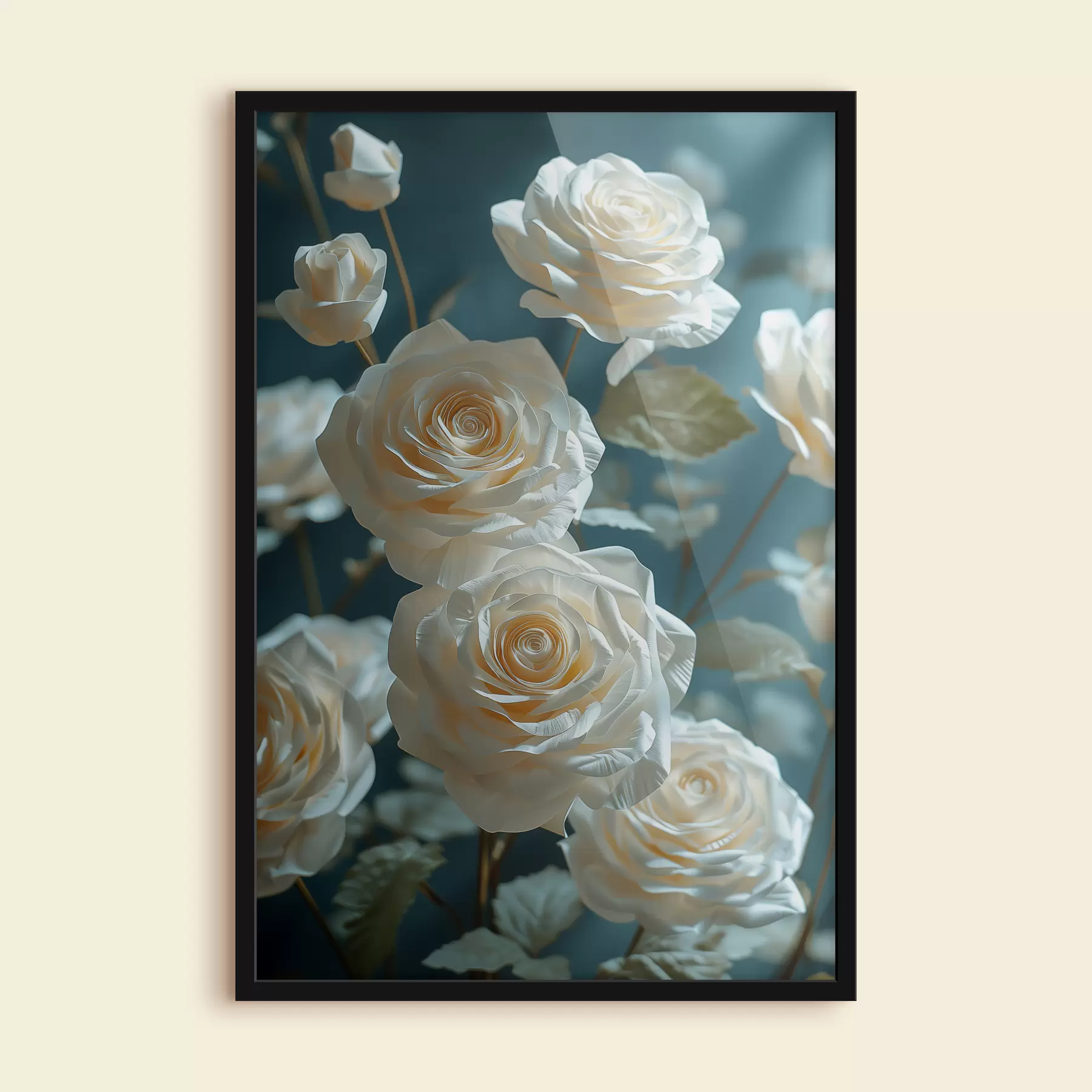Fototapety Fotografie obrovských bielych papierových ruží f39645